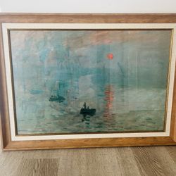 Claude Monet Impression Painting, Sunrise (In Wood Frame)