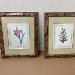 2 Framed Flower Wall Picture Set