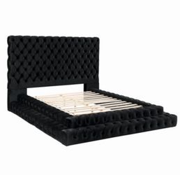 Velvet platform queen bed frame