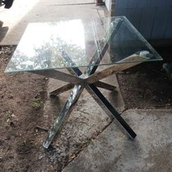 Chrome Stainless Steel Glass Table 