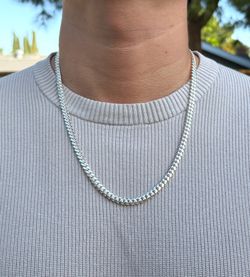 Silver Cuban Link Chain 24inch 6mm
