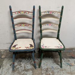 Hand painted Wooden Chairs, Dining Chairs 