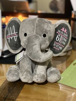 Personalized baby elephant with newborn stats/ birthdays/ baptisms