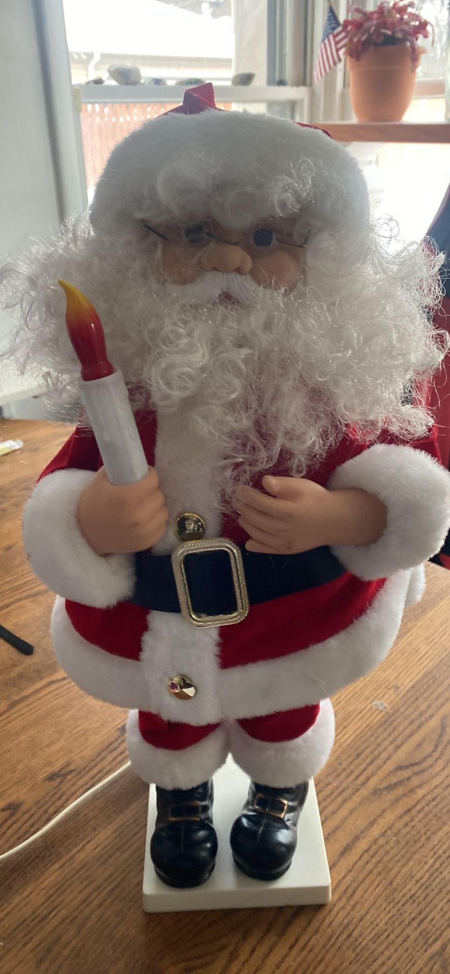 Vtg Animated Santa with Lighted Candle 24” Illuminated Motion Christmas