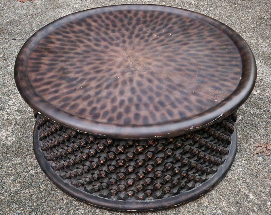 36" Restoration Hardware African Banileke King's Drum Coffee Table - Cameroon