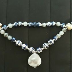 Artisan Made Double Strand Delft Bead Necklace - Beach Boho Vibes