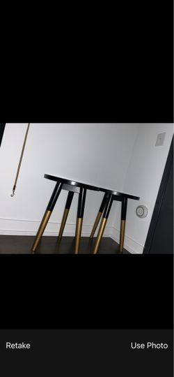 Round Nesting Tables Black and Gold