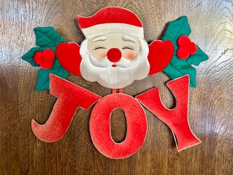 Vintage Christmas Corner Santa Claus “JOY” Quilted Fabric Wall Hanging
