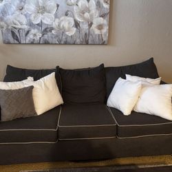 Modern Grey Couch with White Trim — Good Condition — $175
