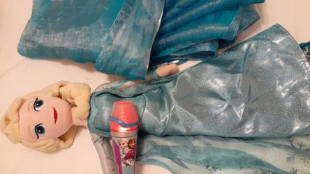 Plush Disney's doll Elsa with curtains 2 panels and microphone