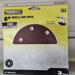 Performax 6"  Hook & Loop Discs 120 fine Grit 3 count
