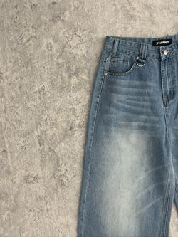 Vintage Starred Light Blue Baggy Denim