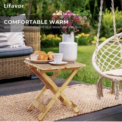 Foldable Side Table, Bamboo Wine Picnic Table Glass Holders, Portable Camping Table Tray, Weatherproof Outdoor End Tables for 1-4 Persons, for Patio, 