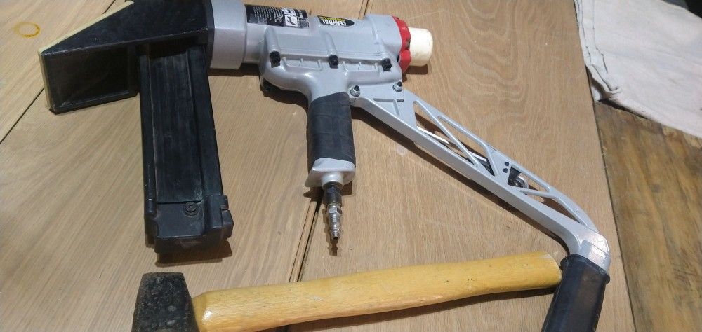 Central Pneumatic hardwood floors with this 2-in-1 floor nailer/stapler. 