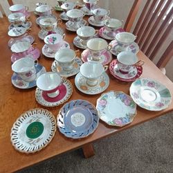 Gorgeous 50 Piece Vintage 1960's Marshall Fields Porcelain Fine China Tea Coffee Cup and saucer collection from parents estate. See our other great vi
