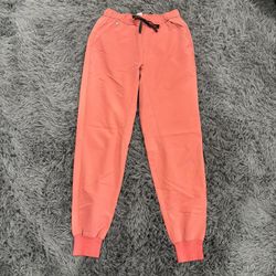 Small FIGS Hot Coral scrub jogger Pants