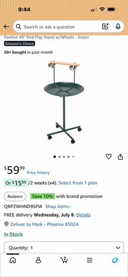 Pawhut 49" Bird Play Stand w/Wheels - Green