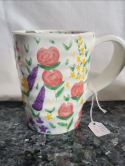 Beautiful Floral  Designer Ceramic Mug.
New, never been used.  
P/U Yucaipa. No Shipping Available