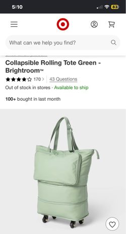 Brightroom Collapsible Rolling Tote Bag Green