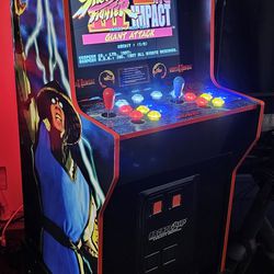 Custom Mortal Kombat Arcade 1up With 12,000 Games And Stool