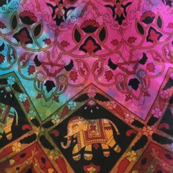 Large Indian Tye Dyed Cloth Bed Cover 