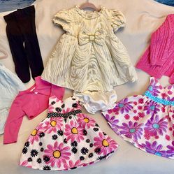 🌸6/9M Baby Girl Clothing Bundle 7 Pieces Dresses and Cardigans🌸
