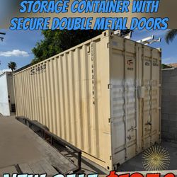 24 FT COMMERCIAL-GRADE STEEL STORAGE CONTAINER WITH SECURE DOUBLE METAL DOORS
