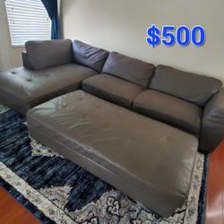 L Shaped Sectional Couch w/ Ottoman To Make a Bed (Read Description)