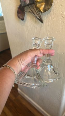 2 glass candle holders.
