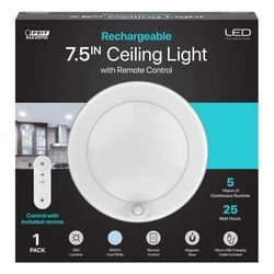 7.5 in. Round Rechargeable Battery Remote Controlled Ceiling Fixture