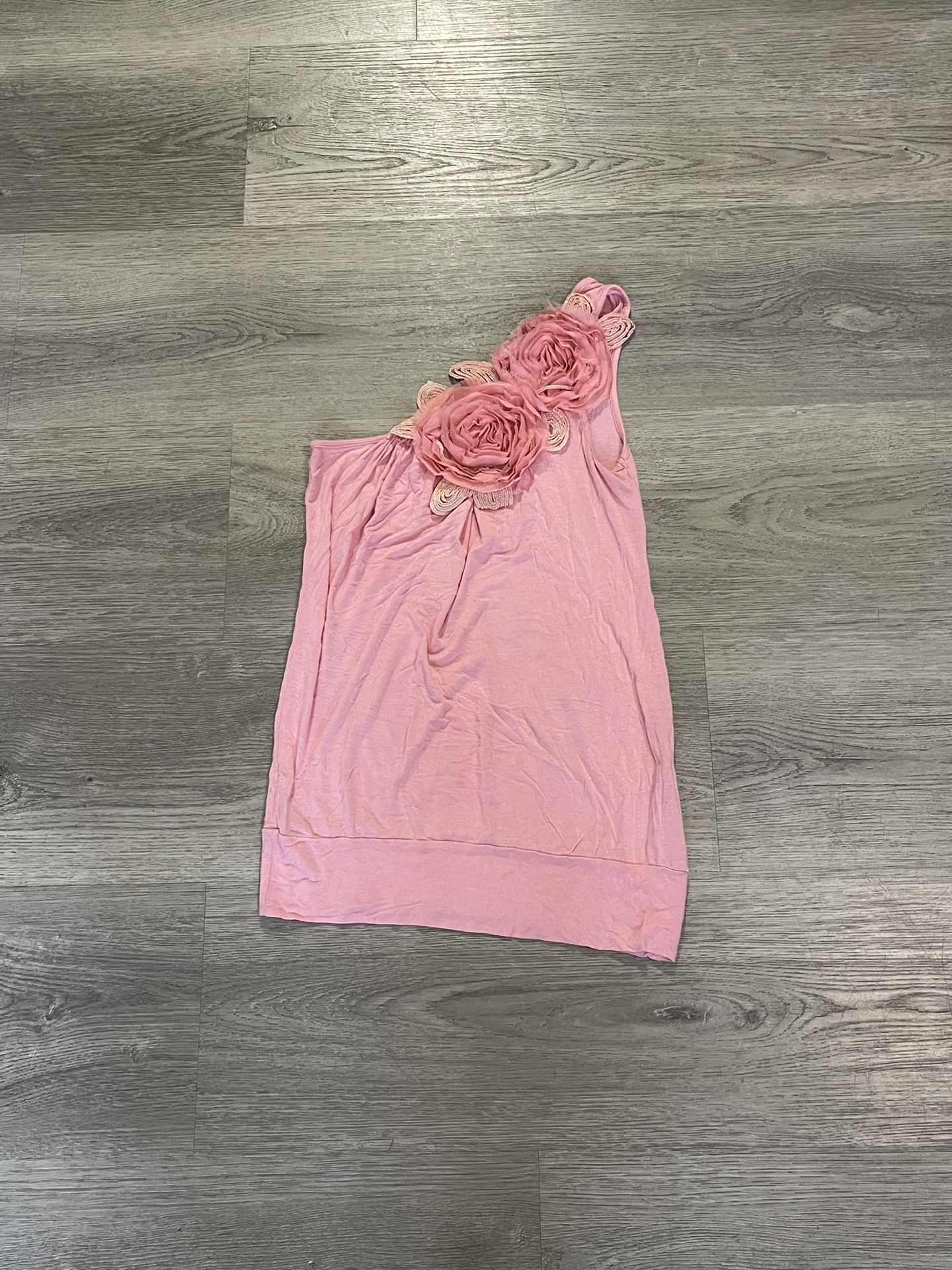vintage women's off the shoulder pink floral top