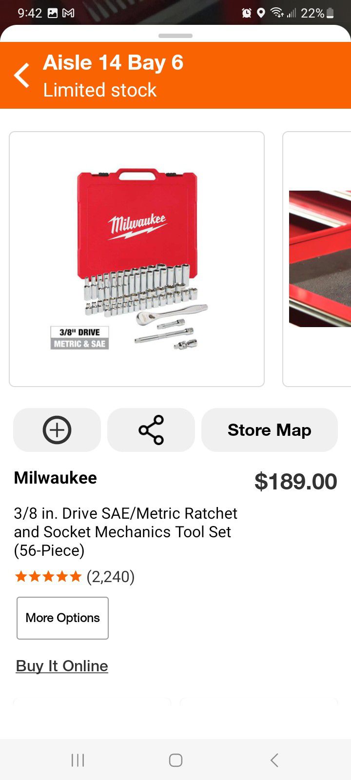 Milwaukee Ratchet and socket set