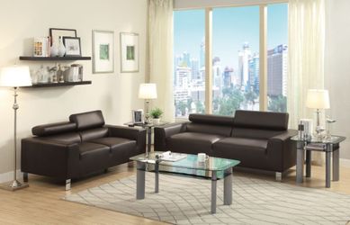 sofa and loveseat new in boxes Brown espresso bondead leather