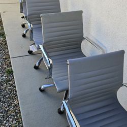 4 matching Iconic Office Chairs-New-Leather Commercial Quality