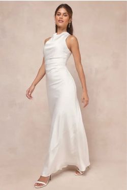 White Satin Sleeveless Maxi Dress Lulus