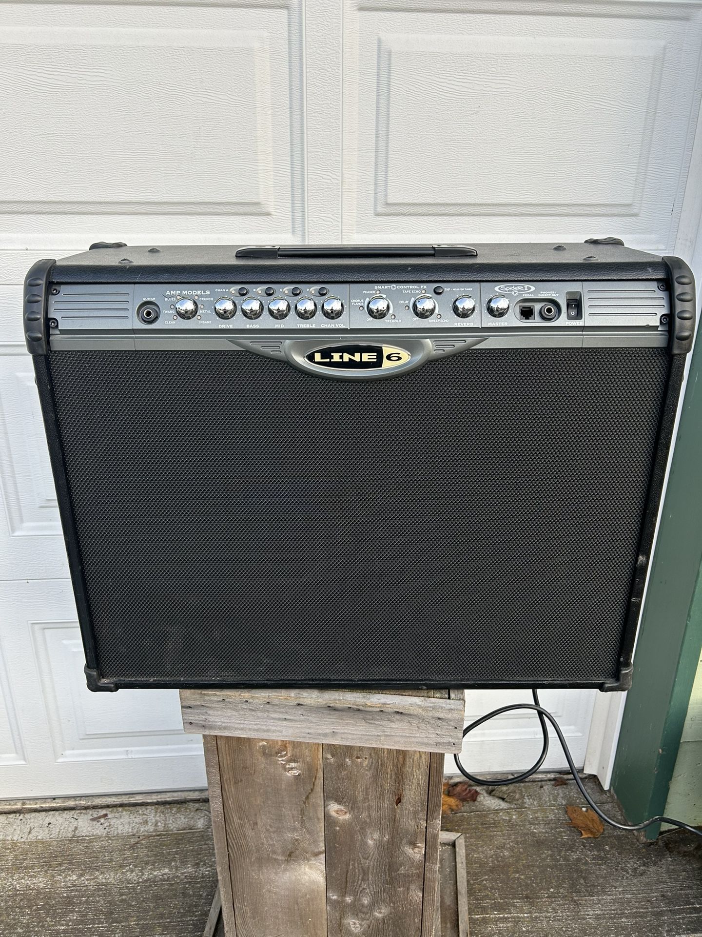 Line 6 Spider II 75 watt guitar amp with many on board effects/modeling in good shape.  This thing is way too huge and powerful for my needs. Definite