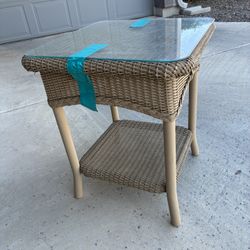 Small Wicker Patio Table With Glass Top
