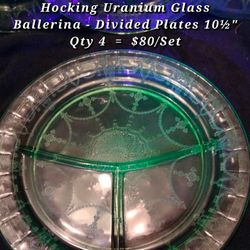 Uranium Glass Divided Plates 10½"