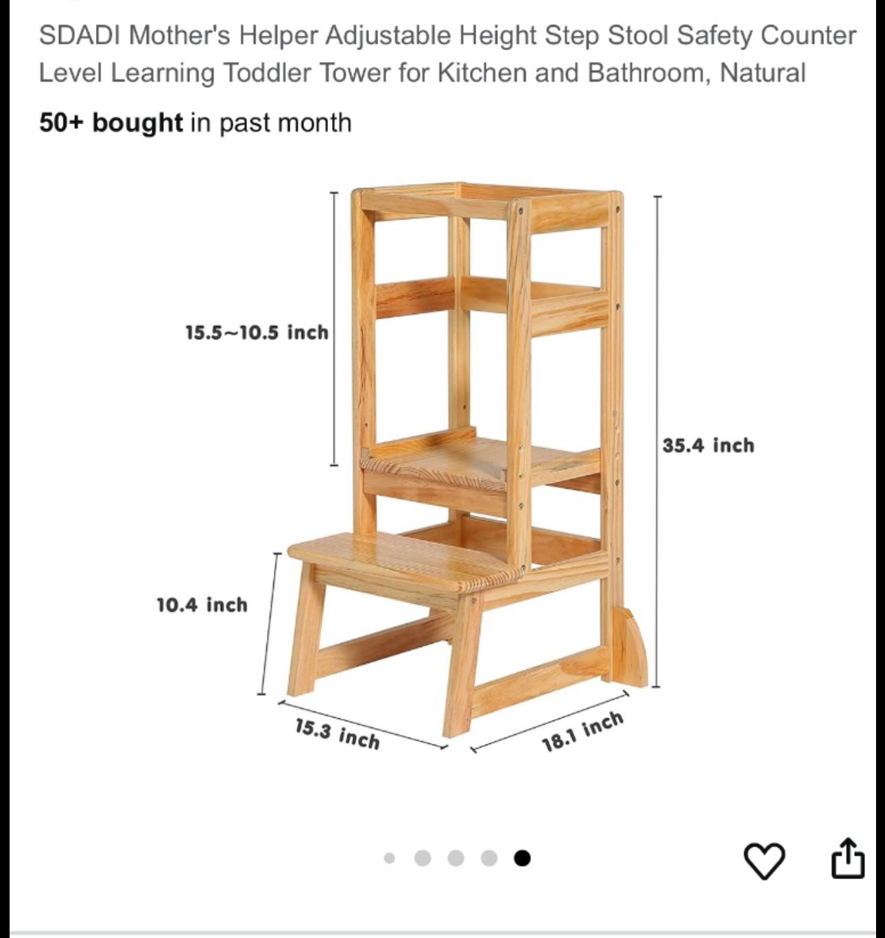 SDADI Mother's Helper Adjustable Height Step Stool Safety Counter Level Learning Toddler Tower for Kitchen and Bathroom,