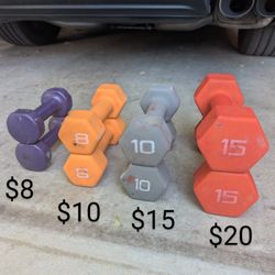 Dumbells 15lbs 10lbs 8lbs 3lbs