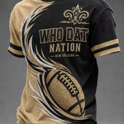 Brand New New Orleans Football Round Neck Short Sleeve T-Shirt, Who Dat Nation Fleur De Lis Saints 