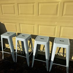 4 Piece Set 30 Inch Sky Blue Metal Loft Bar Stools – AmeriHome