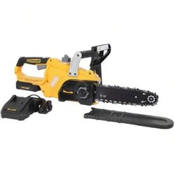 ZEGJAW Cordless Chainsaw 10-Inch Brushless Chain Saw With 20V Rechargeable Batteries And Charger For Wood Cutting Tree Branches Shears Pruning Househo