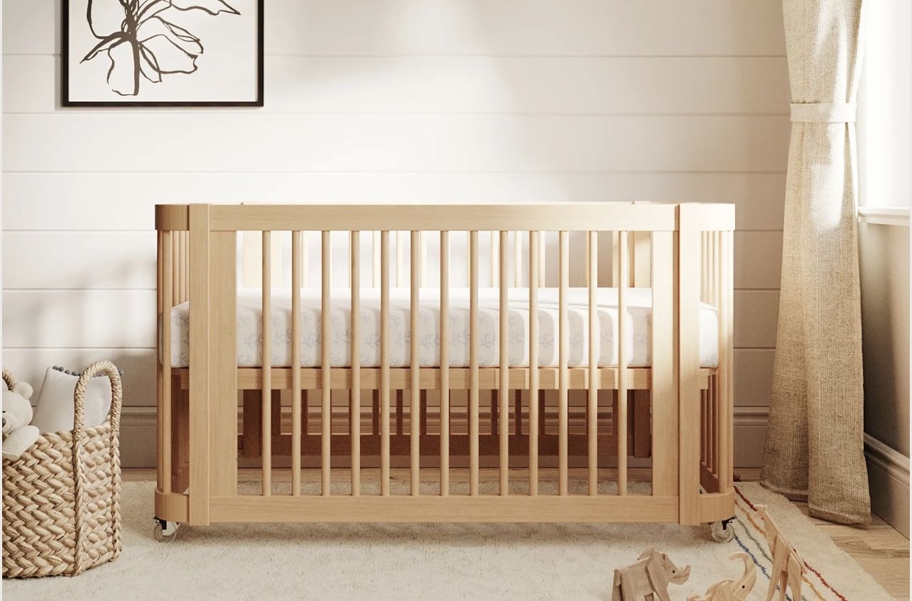 Nestig Wave, 3-stage convertible baby and toddler crib in natural