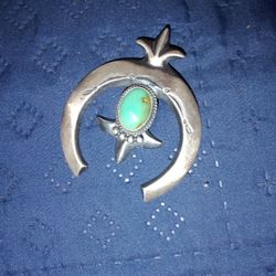 Sterling Silver Sonoran Gold Turquoise Sandcast Naja Pendant 