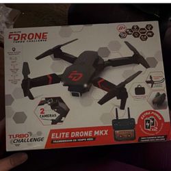 Turbo Challenge Elite Drone MKX RC Quadcopter w/ 2 Cameras, Black/Red