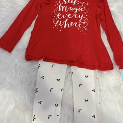 New! Cat & Jack “Seek Magic…” Holiday Outfit w/ Holiday Bow *5T