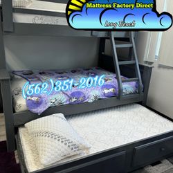 Twin Full Bunk Bed With Mattresses Colchones Trundle 