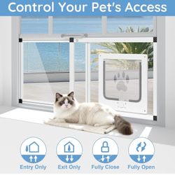 Sliding Cat Door for Window, Fits 22"-28.5" Width Window, 2-Min Install | Aluminum Frame + HD Glass | Weatherproof Design | Magnetic Closure Window Ca