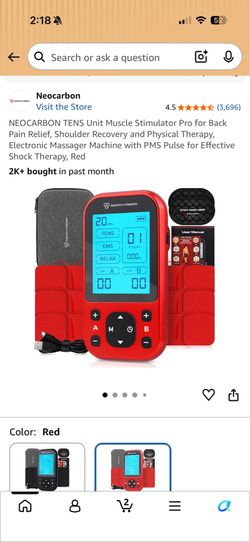 NEOCARBON TENS Unit Muscle Stimulator Pro for Back Pain Relief, Shoulder Recovery and Physical Therapy, Electronic Massager Machine with PMS Pulse for